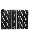 All Over VLTN Logo Clutch Bag Black - VALENTINO - BALAAN.