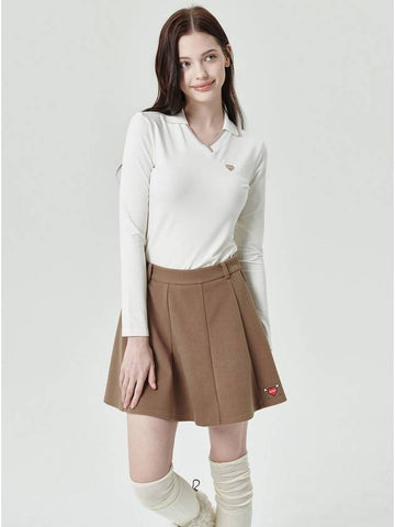 V-neck slim fit collar t-shirt ivory - GOXO - BALAAN 1