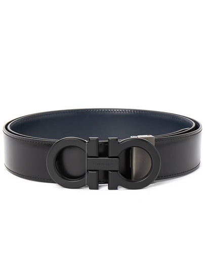 Reversible Gancini Leather Belt Black Navy - SALVATORE FERRAGAMO - BALAAN 2