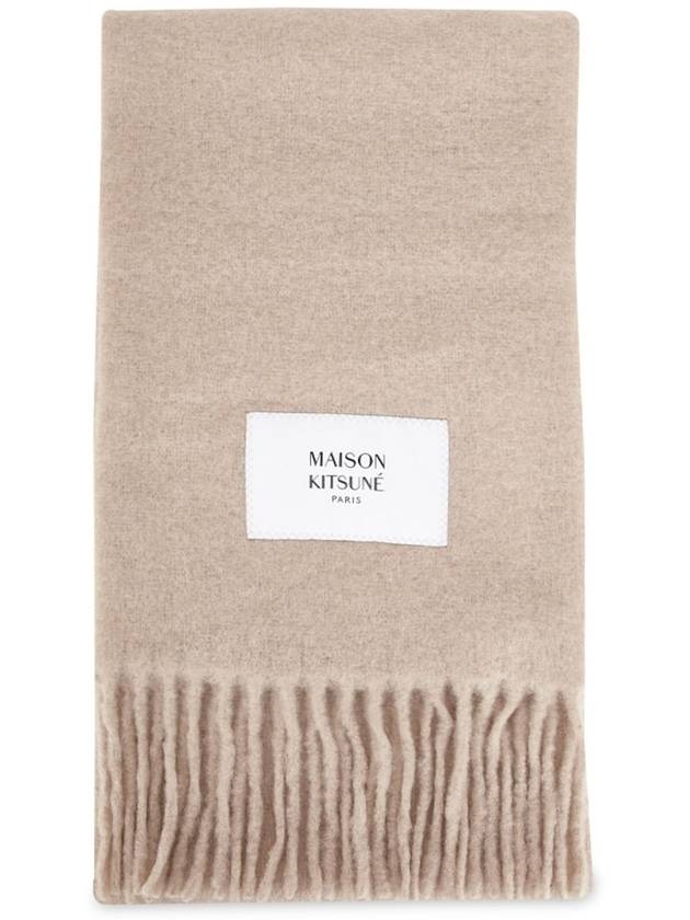 Men s Logo Dark Beige Muffler LW06206WA0022 DB - MAISON KITSUNE - BALAAN 3