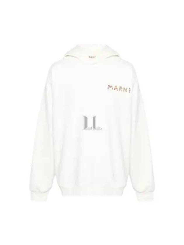 Logo Print Cotton Hoodie White - MARNI - BALAAN 2