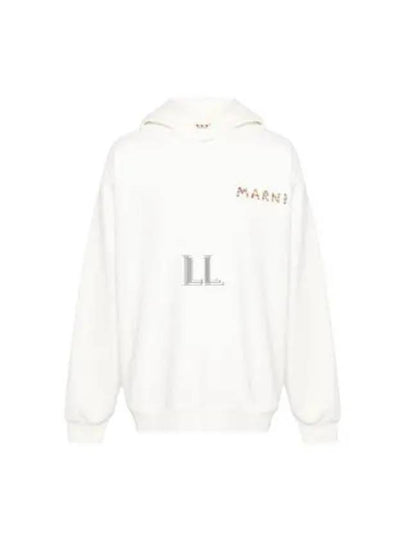 Logo Print Cotton Hoodie White - MARNI - BALAAN 2