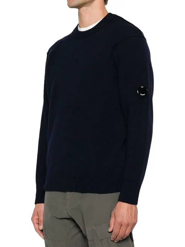 Lambswool GRS Crew Neck Knit Top Navy - CP COMPANY - BALAAN 2