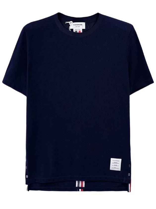 Men's Center Back Striped Short Sleeve T-Shirt Navy - THOM BROWNE - BALAAN 2