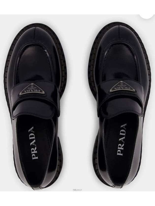 Triangle Logo Leather Loafers Black - PRADA - BALAAN 5