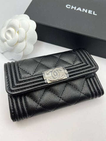 Boy Classic Knock Tock Kleok Women s Card Wallet Black Silver - CHANEL - BALAAN 1