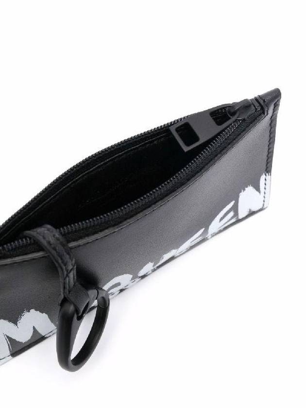 Graffiti Logo Zipper Card Wallet Black - ALEXANDER MCQUEEN - BALAAN 4