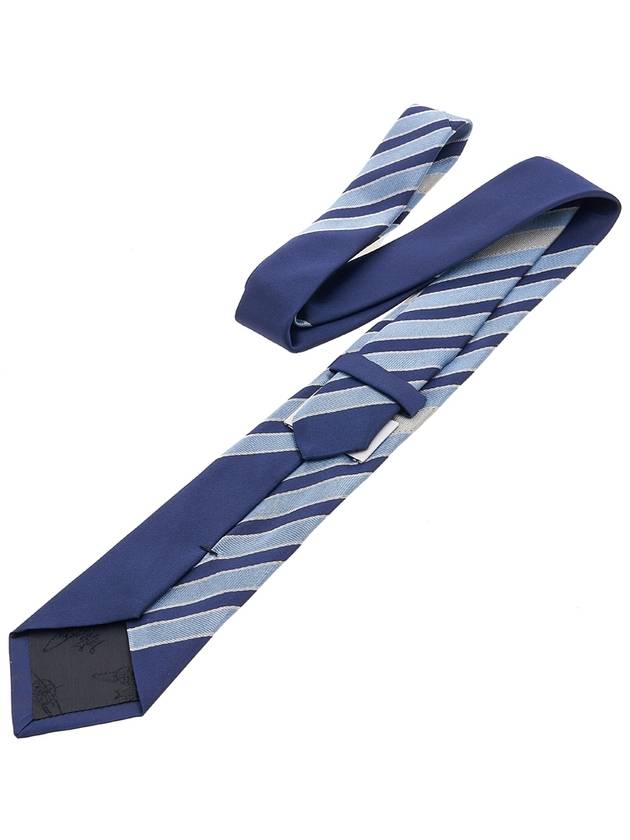 Embroidered Logo Silk Tie Blue - VIVIENNE WESTWOOD - BALAAN 5