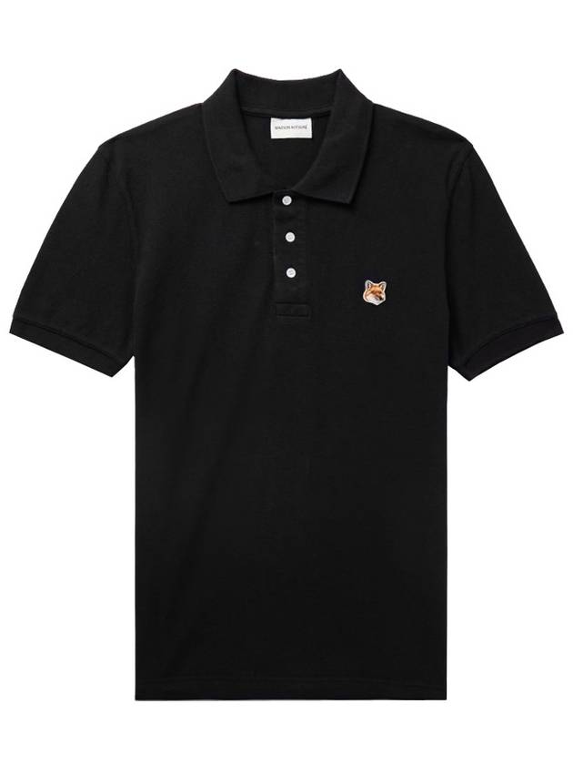 Fox Head Patch Cotton Polo Shirt Black - MAISON KITSUNE - BALAAN 2