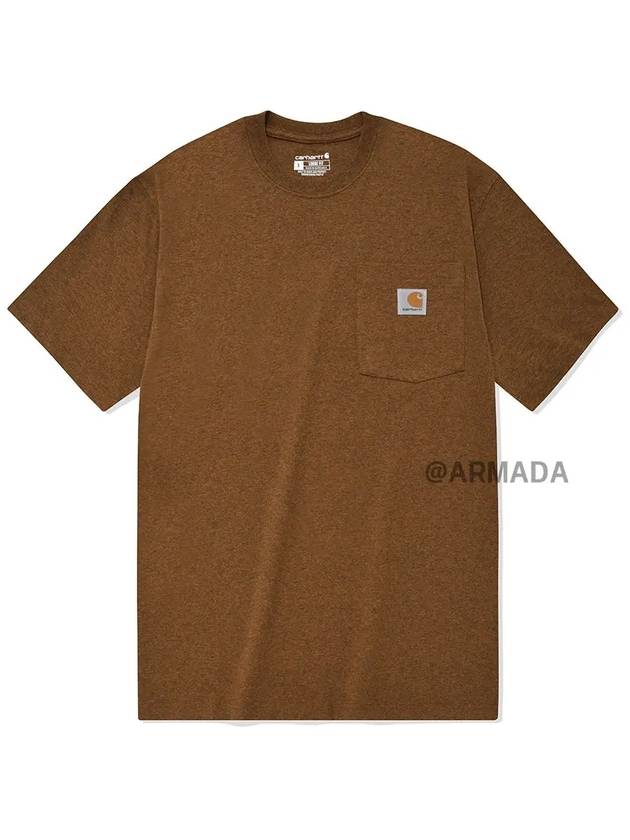 K87 Workwear Pocket Short Sleeve T Shirt Oiled Walnut Heather - CARHARTT - BALAAN 1