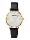 Women’s Retro Mother Of Pearl Dial Leather Watch Black - EMPORIO ARMANI - BALAAN 3