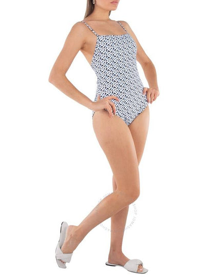 Burberry Blue TB Monogram Print One-Piece Swimsuit, Size Medium - BURBERRY - BALAAN 2