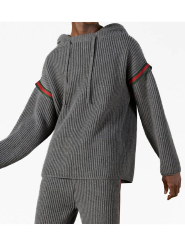 Wool Cashmere Hoodie Grey - GUCCI - BALAAN 5