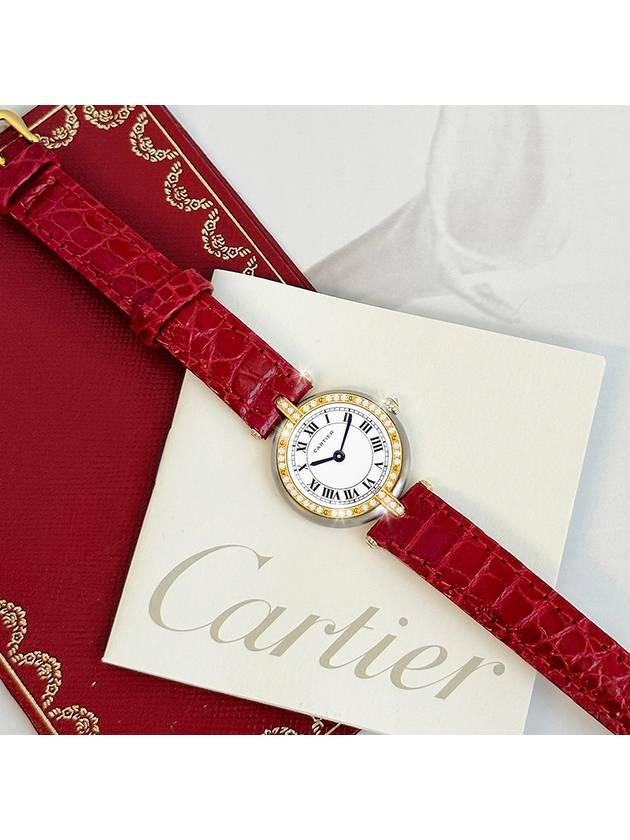 Panda Diamond Bezel Round Red Crocodile Leather Band Combi Watch - CARTIER - BALAAN 8