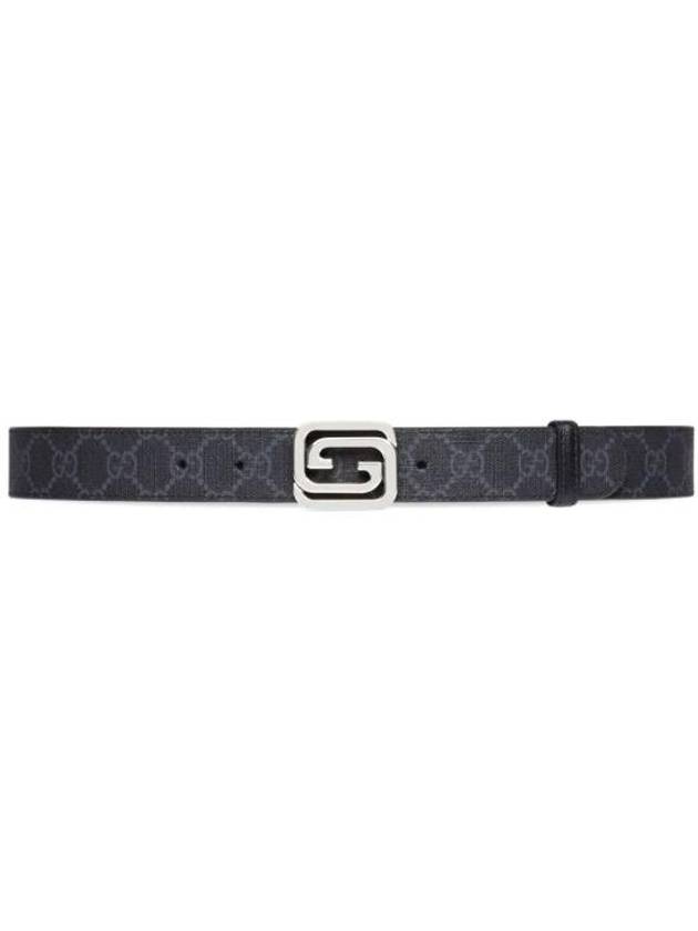 Squared Interlocking G Reversible Leather Belt Black - GUCCI - BALAAN 2