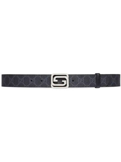 Squared Interlocking G Reversible Leather Belt Black - GUCCI - BALAAN 2