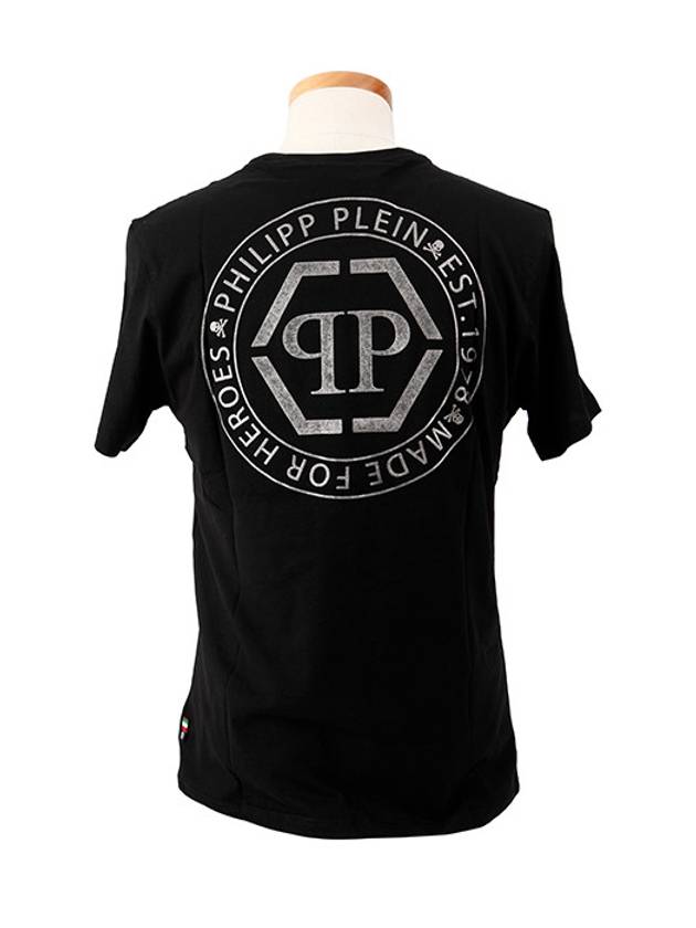 Skull Glitter Cotton Short Sleeve T-Shirt Black - PHILIPP PLEIN - BALAAN 4