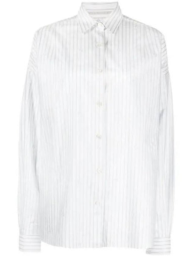 Women's S-Wave Striped Cotton Jacquard Shirt Dusty Blue - STELLA MCCARTNEY - BALAAN 1