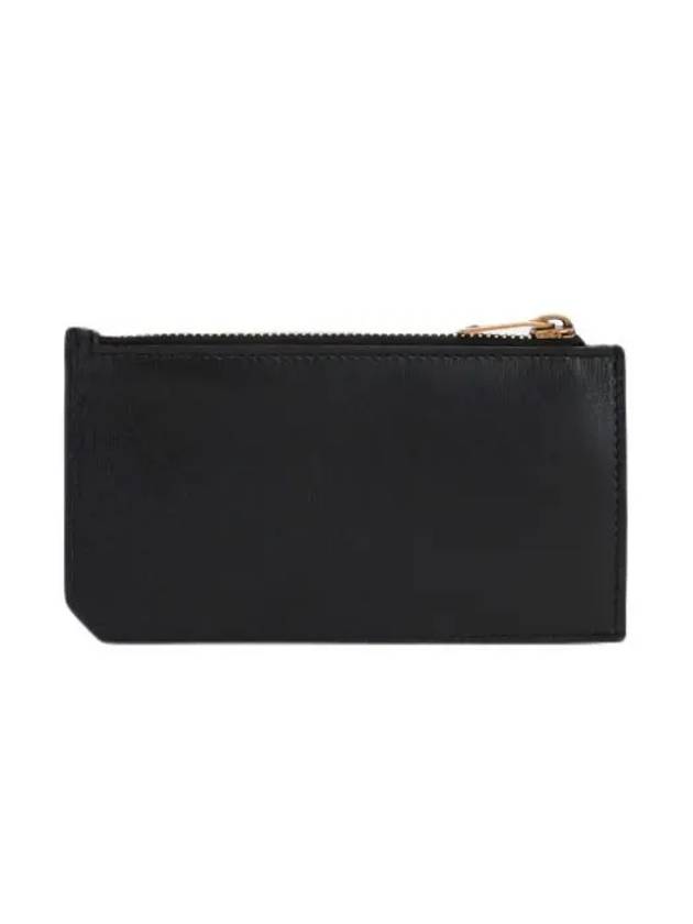 Monogram Leather Gold Zipper Card Wallet Black - SAINT LAURENT - BALAAN 4