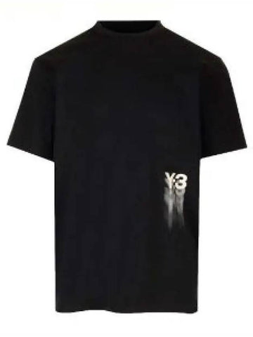 Graphic Cotton Short Sleeve T-Shirt Black - Y-3 - BALAAN 1