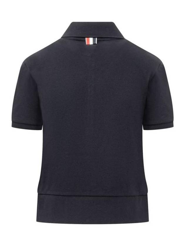 Classic Pique Hector Rose Rib Cuff Polo Skirt Blue - THOM BROWNE - BALAAN 3