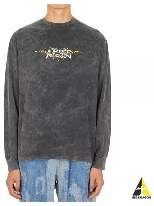 Aries Chrome Desert Long Sleeve T Shirt Charcoal FTAR60026 - ARIES - BALAAN 1