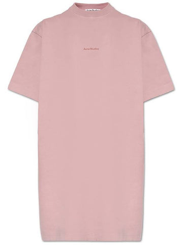 Logo Cotton T-Shirt Short Dress Pink - ACNE STUDIOS - BALAAN 1