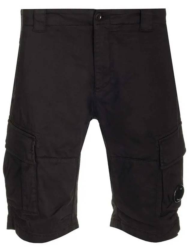 Stretch Satin Cargo Shorts Black - CP COMPANY - BALAAN 3