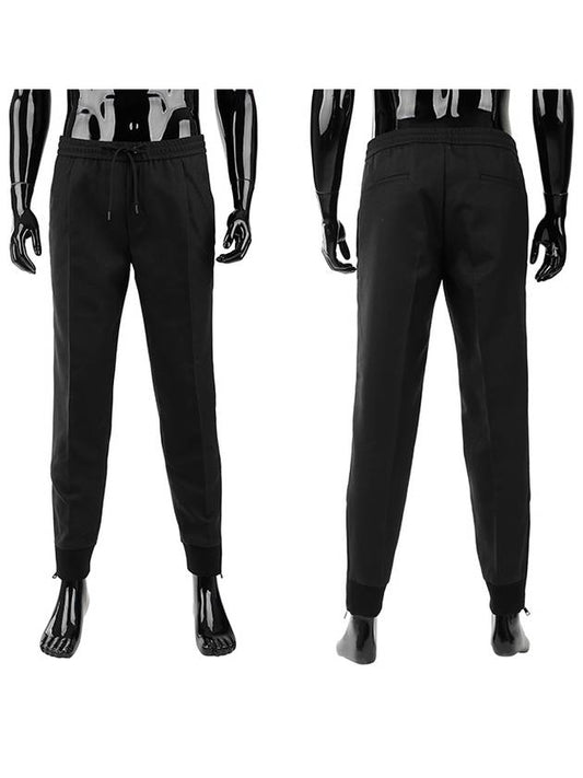 Men's Wool Drawstring Jogger Track Pants Black - MONCLER - BALAAN 2