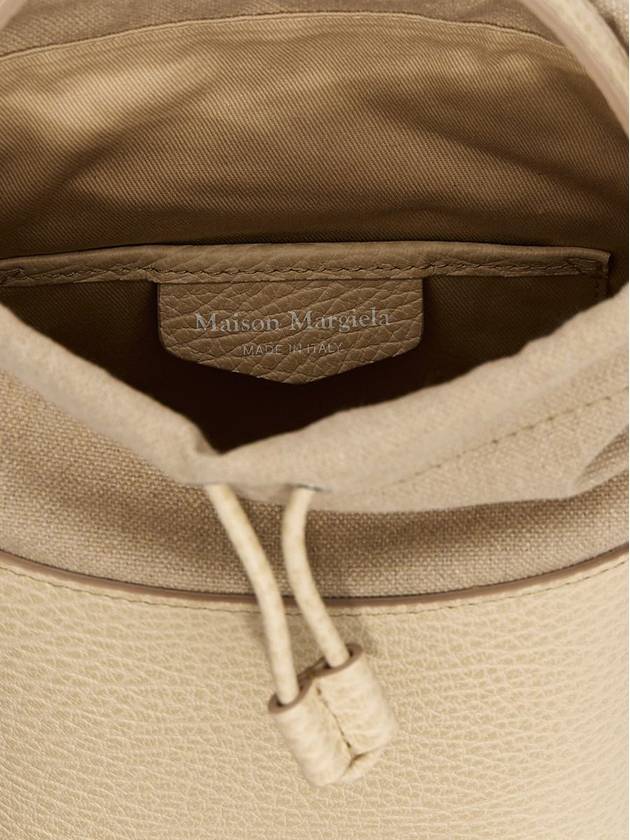 5AC Number Logo Texture Leather Bucket Bag Beige - MAISON MARGIELA - BALAAN 5