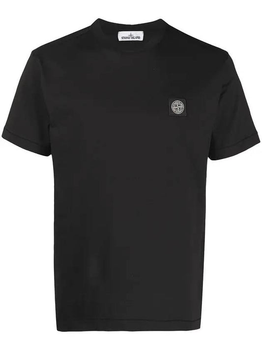 Logo Patch Short Sleeve T-Shirt Black - STONE ISLAND - BALAAN 1