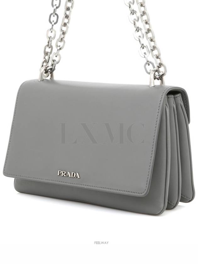 City Caprede Gray Silver Logo Chain Bag 1BD009 - PRADA - BALAAN 3