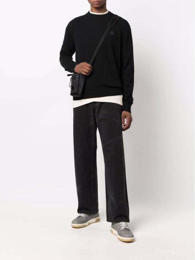 Face Patch Crew Neck Knit Top Black - ACNE STUDIOS - BALAAN 3