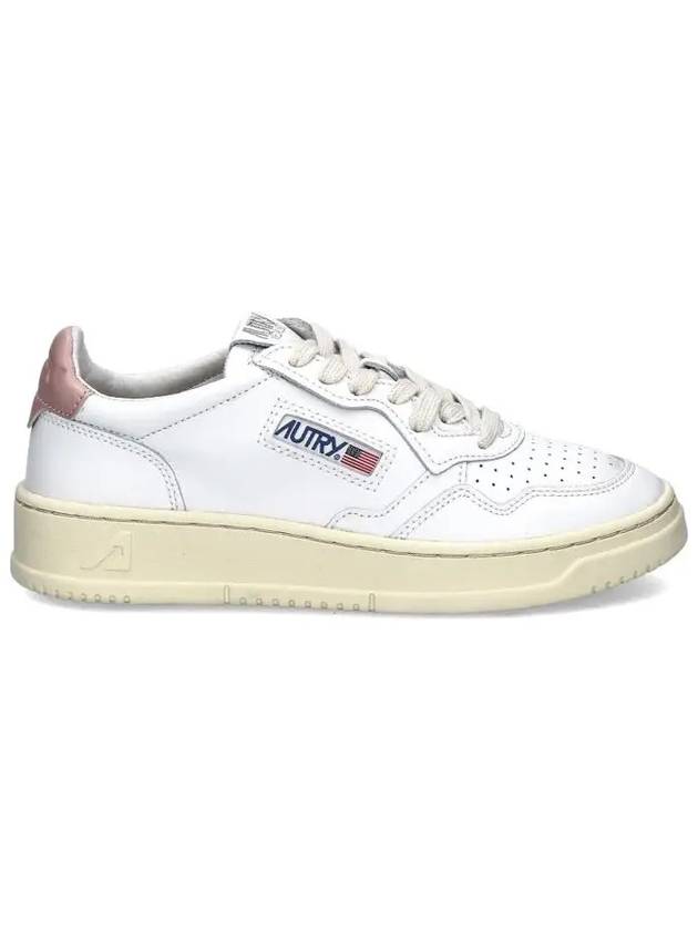 Medalist Pink Tab Leather Low Top Sneakers White - AUTRY - BALAAN 3