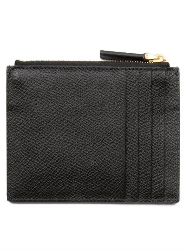 V Logo Zipper Card Wallet Black - VALENTINO - BALAAN 4