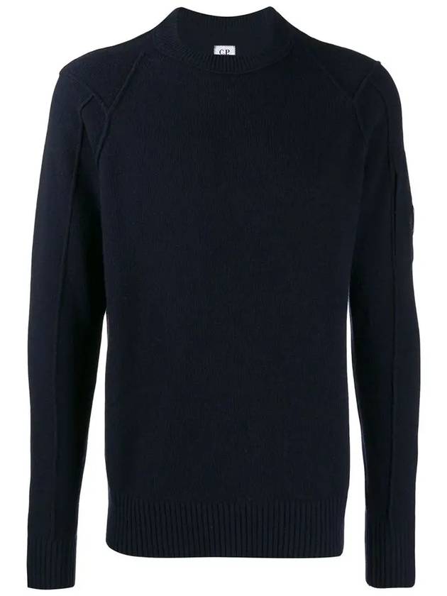 Lens Wappen Crew Neck Knit Top Navy - CP COMPANY - BALAAN 3