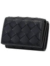 Tiny Tri-Fold Zipper Half Wallet Black - BOTTEGA VENETA - BALAAN 4