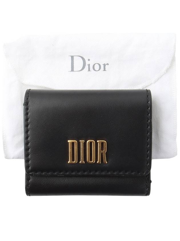 Lambskin gold logo lettering 3 fold women s half wallet 34279 8 - DIOR - BALAAN 8