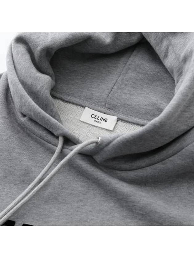 Logo Loose Cotton Fleece Hoodie Grey - CELINE - BALAAN 5