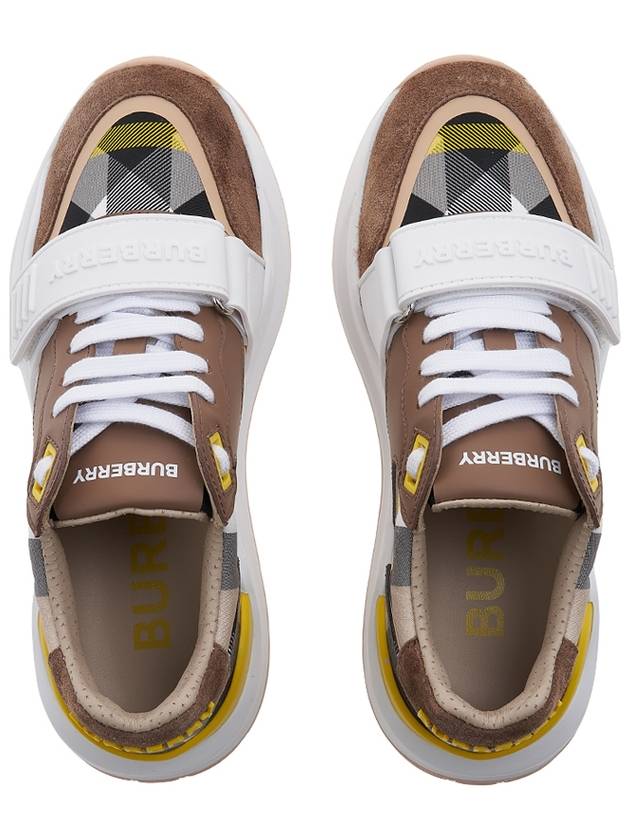 Checked Suede Leather Low-Top Sneakers Brown - BURBERRY - BALAAN 7