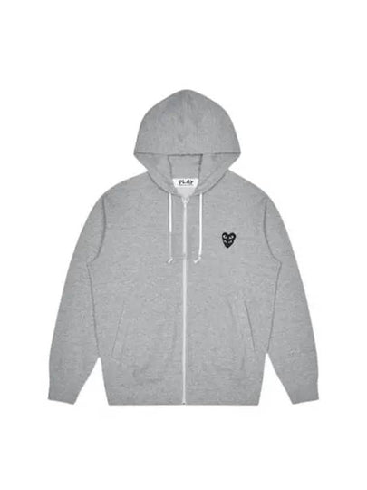 Men's Black Double Heart Waffen Zip Up Hoodie Grey - COMME DES GARCONS - BALAAN 2