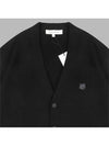 Bold Fox Head Patch V Neck Wool Cardigan Black - MAISON KITSUNE - BALAAN 4