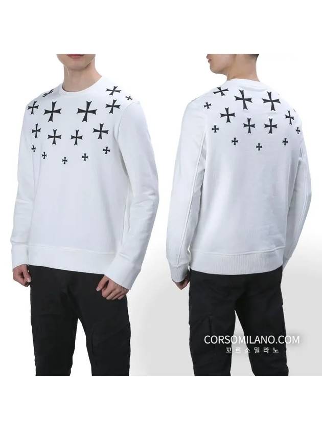 Men's Multi Cross Print Sweatshirt White - NEIL BARRETT - BALAAN 2