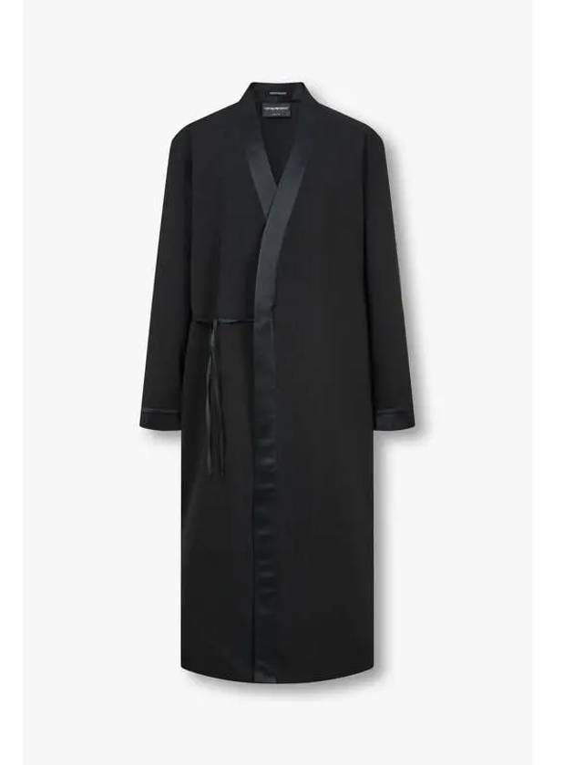 Men s Satin Trim Overwrap Coat Black - EMPORIO ARMANI - BALAAN 1