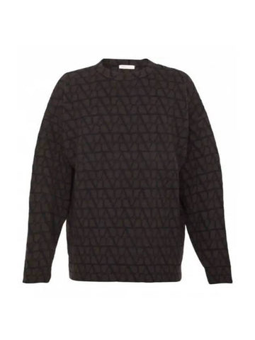 Toile Iconographe Wool Crew Neck Knit Top Brown - VALENTINO - BALAAN 1