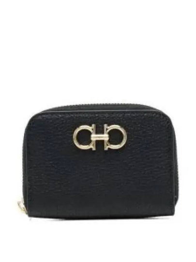 Women's Gancini Logo Zipper Card Wallet Black - SALVATORE FERRAGAMO - BALAAN 2