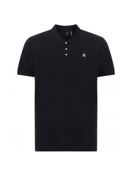 Embroidered Logo Short Sleeve Polo Shirt Black - MOOSE KNUCKLES - BALAAN 1