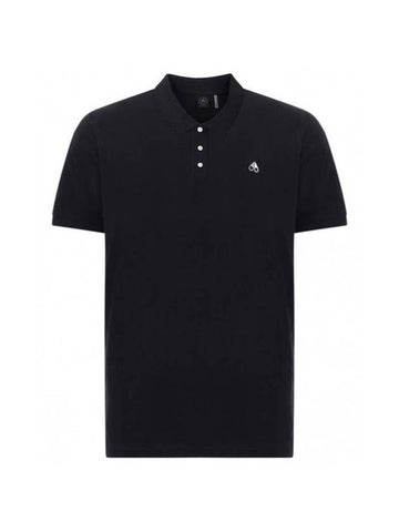 Embroidered Logo Short Sleeve Polo Shirt Black - MOOSE KNUCKLES - BALAAN 1