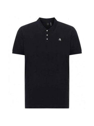 Embroidered Logo Short Sleeve Polo Shirt Black - MOOSE KNUCKLES - BALAAN 1