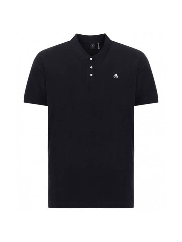 Embroidered Logo Short Sleeve Polo Shirt Black - MOOSE KNUCKLES - BALAAN 1